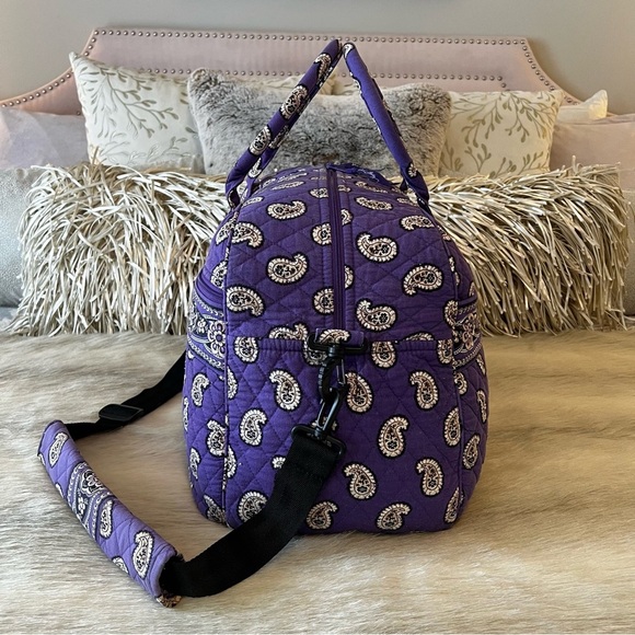 VERA BRADLEY Simply Violet 2010 Weekender Bag Purple Paisley Bandana Y2K Travel - Picture 11 of 16